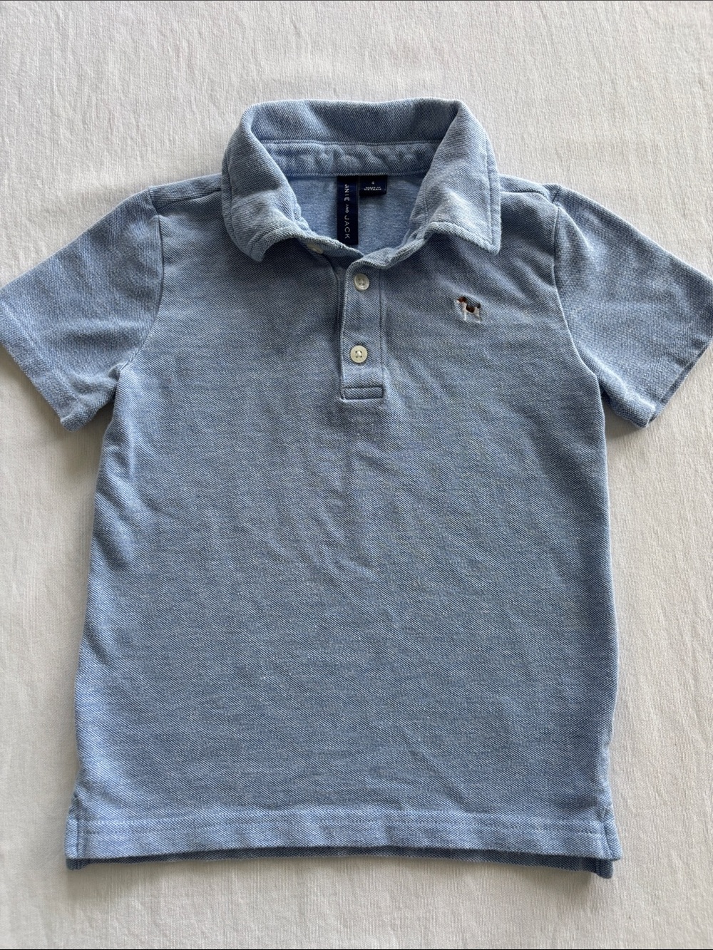 Janie and Jack Light Blue Polo with Embroidered Puppy Logo